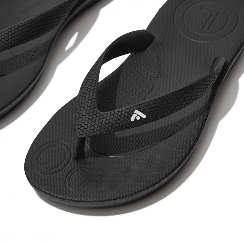 Kids' Fitflop Iqushion Rubber Flip Flops Black | IN-JNOBC4160