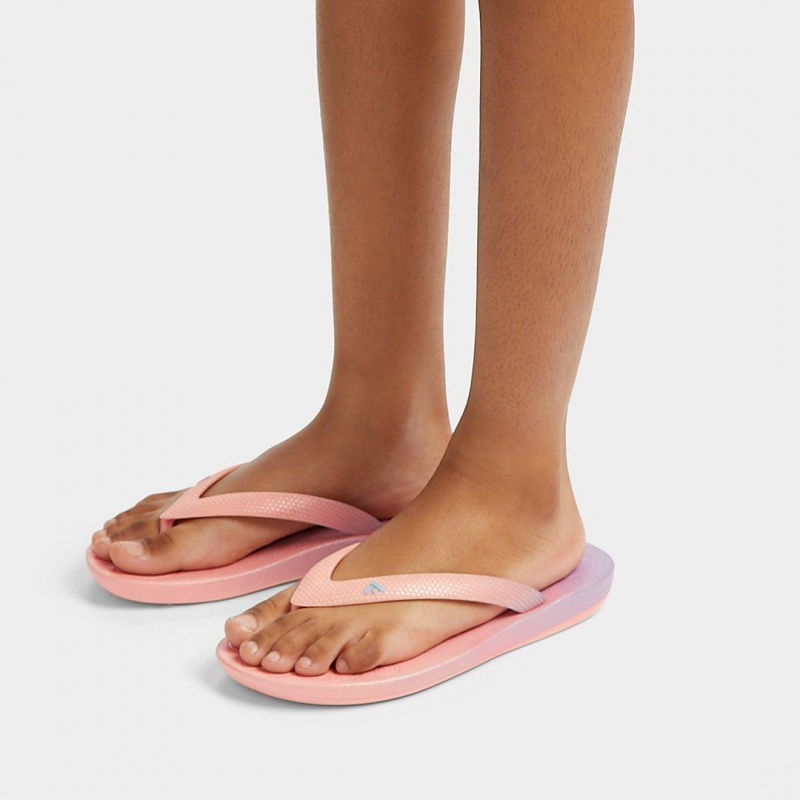 Kids' Fitflop Iqushion Rubber Flip Flops Pink | IN-XYDKC2715