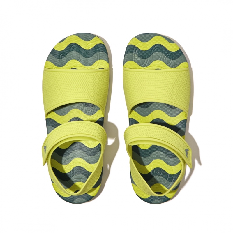 Kids' Fitflop Iqushion Rubber Tpu Back-Strap Sandals Light Green | IN-XVNUM9325