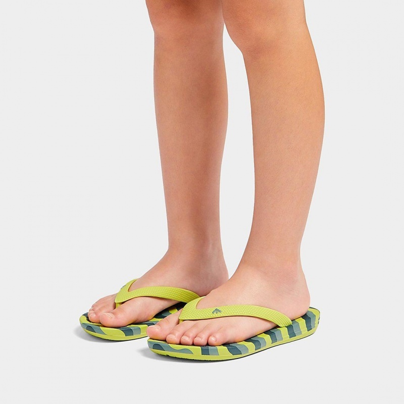 Kids' Fitflop Iqushion Rubber Tpu Flip Flops Light Green | IN-WVEUM7509