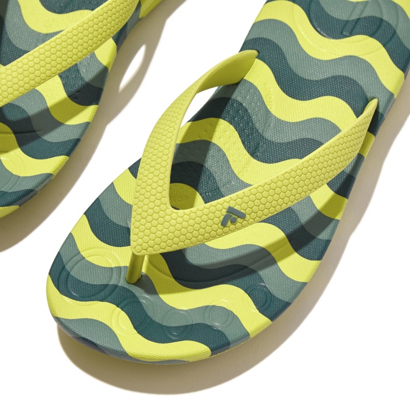 Kids' Fitflop Iqushion Rubber Tpu Flip Flops Light Green | IN-WVEUM7509