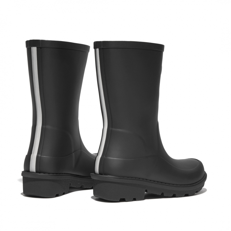 Kids' Fitflop Wonderwelly Natural Mix Welly Rubber Boots Black | IN-XCZMF7289