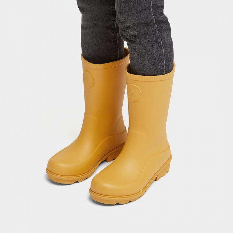 Kids' Fitflop Wonderwelly Natural Mix Welly Rubber Boots Yellow | IN-SVPWB7042