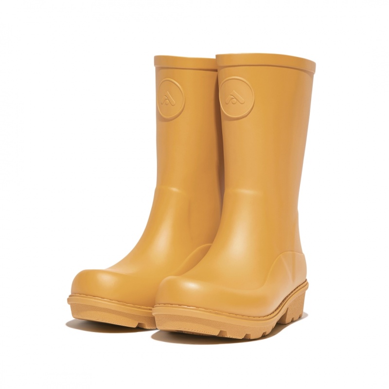 Kids' Fitflop Wonderwelly Natural Mix Welly Rubber Boots Yellow | IN-SVPWB7042