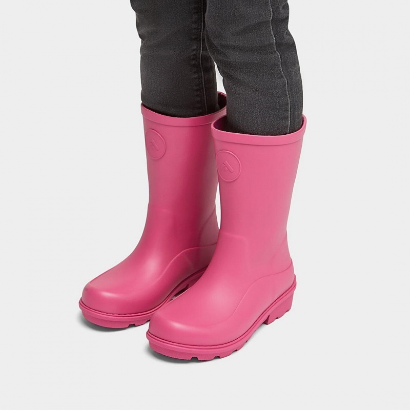 Kids' Fitflop Wonderwelly Natural Mix Welly Rubber Boots Pink | IN-VLQPT9156