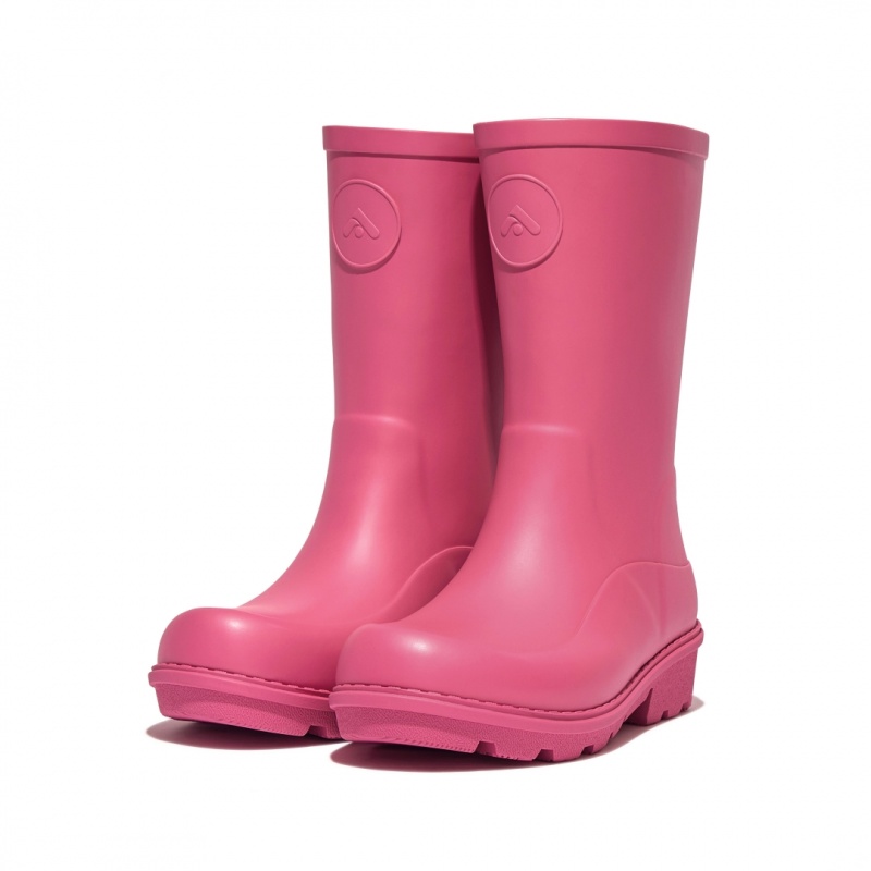 Kids' Fitflop Wonderwelly Natural Mix Welly Rubber Boots Pink | IN-VLQPT9156