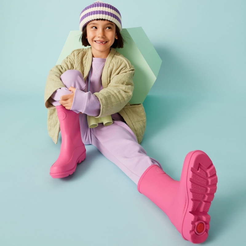 Kids' Fitflop Wonderwelly Natural Mix Welly Rubber Boots Pink | IN-VLQPT9156