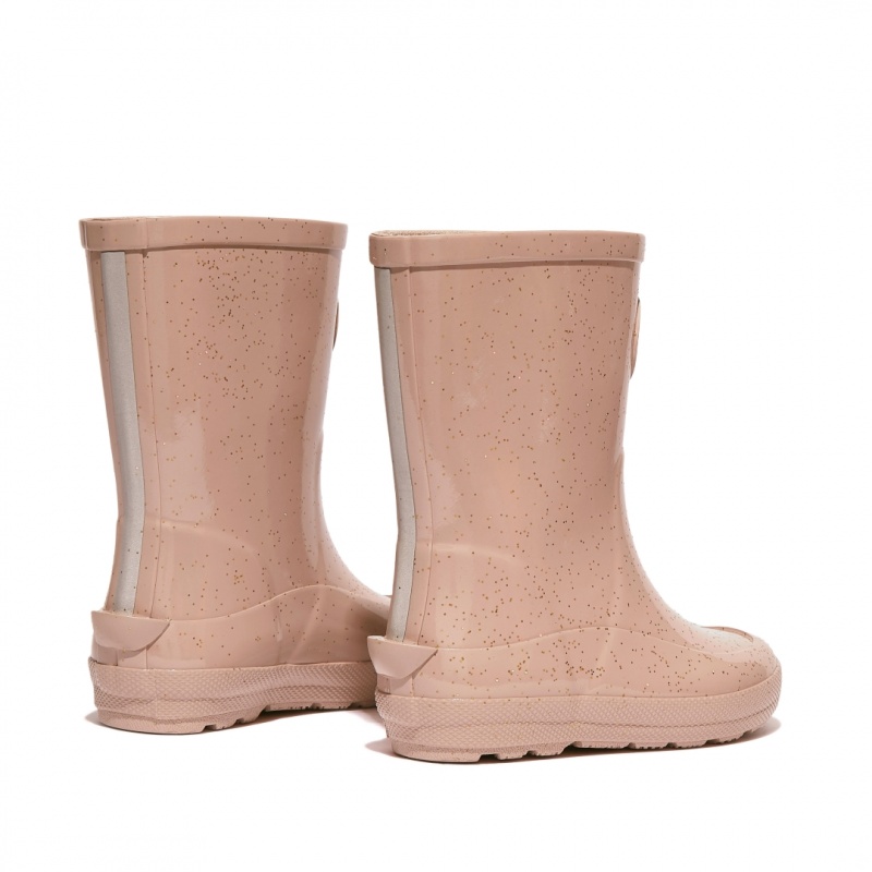 Kids' Fitflop Wonderwelly Natural Rubber Mix Rain Boots Gold | IN-KXISE9648