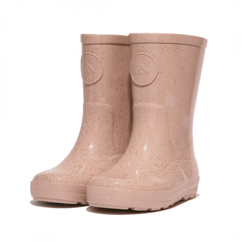 Kids' Fitflop Wonderwelly Natural Rubber Mix Rain Boots Gold | IN-KXISE9648