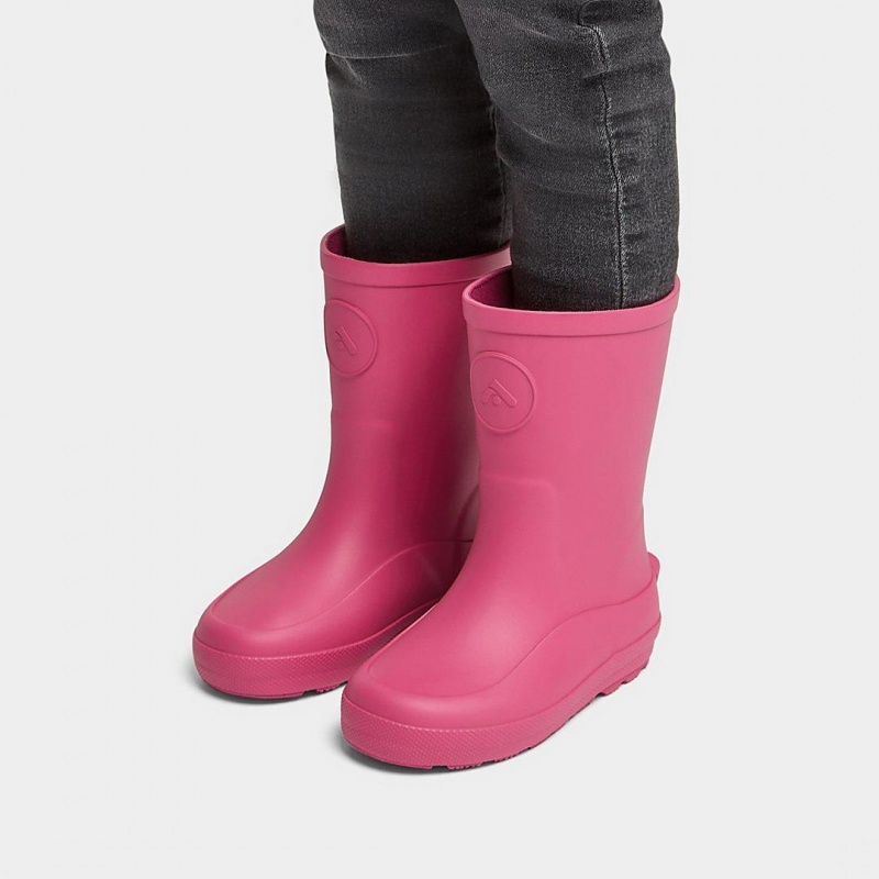 Kids' Fitflop Wonderwelly Natural Rubber Mix Rain Boots Pink | IN-FPIZK4283