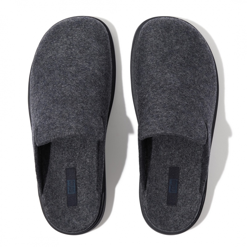 Men's Fitflop Gen-Ff Felt Polyester Mules Navy | IN-BSLMP6978