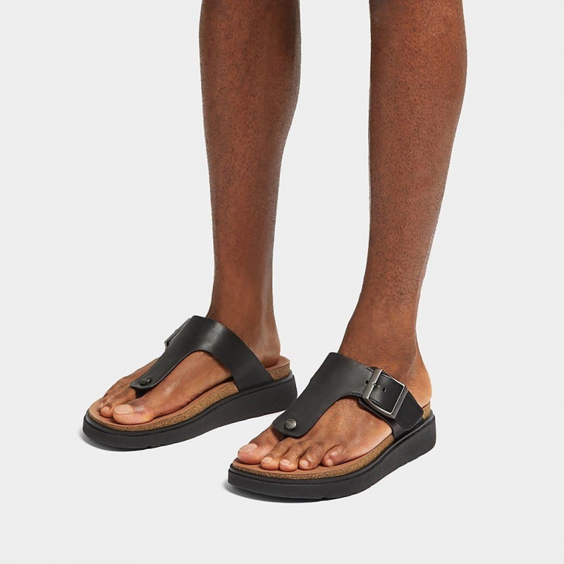 Men's Fitflop Gen-Ff Toe Thongs Black | IN-YXESH6498