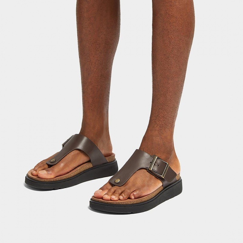 Men's Fitflop Gen-Ff Toe Thongs Brown | IN-JXNRA5160