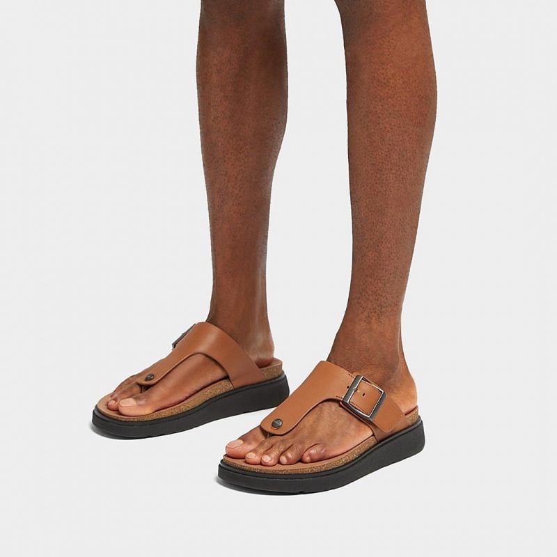 Men's Fitflop Gen-Ff Toe Thongs Brown | IN-TRNJH1734