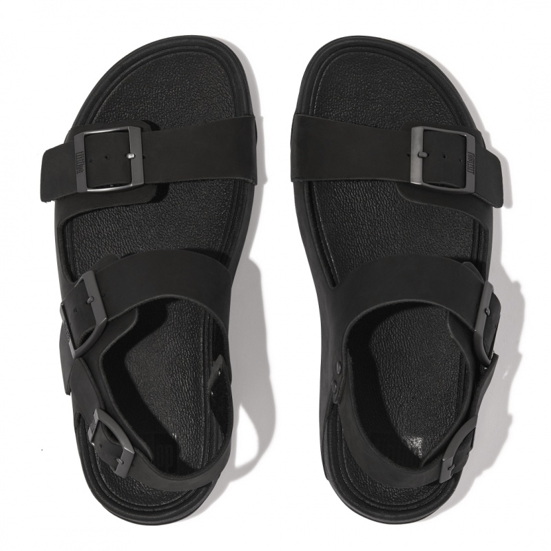 Men's Fitflop Gogh Moc Back Strap Sandals Black | IN-PVCOQ0287