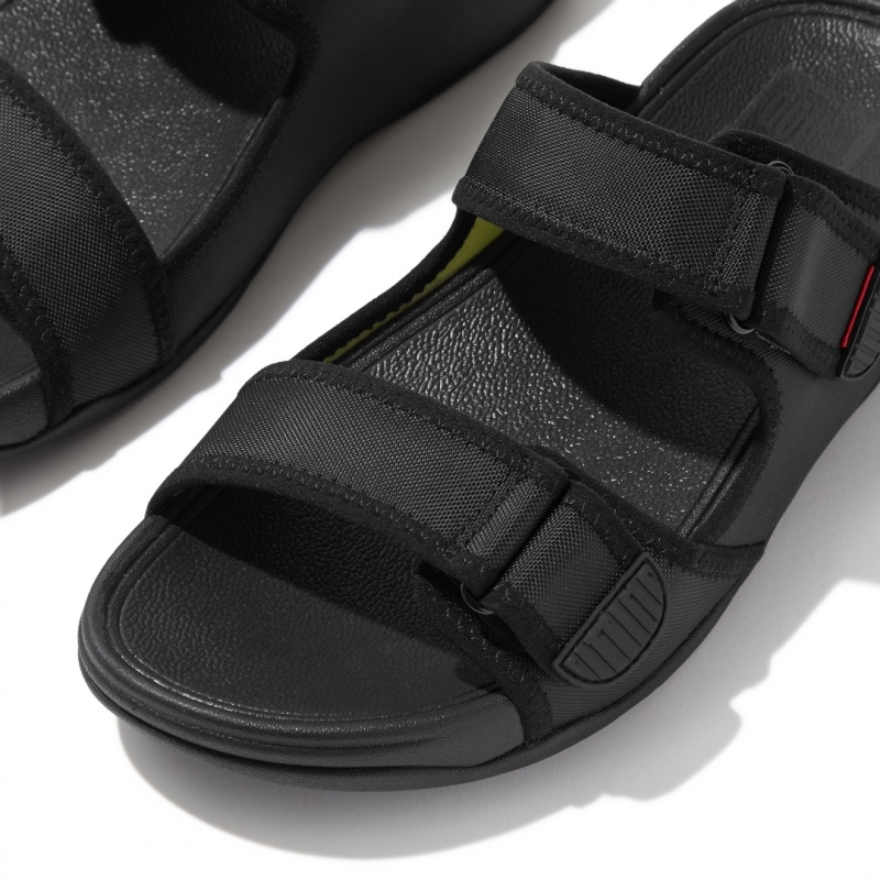 Men's Fitflop Gogh Moc Fabric Slides Black | IN-AXDNO7354