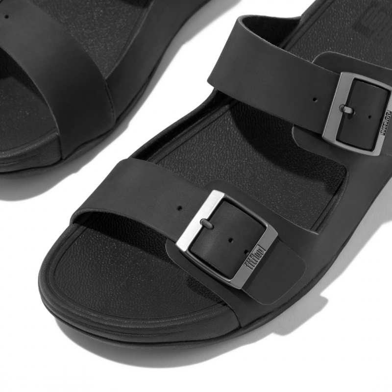 Men's Fitflop Gogh Moc Nubuck Slides Black | IN-RISQZ4180