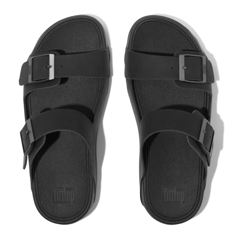 Men's Fitflop Gogh Moc Nubuck Slides Black | IN-RISQZ4180