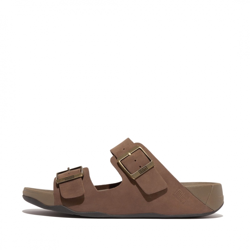 Men\'s Fitflop Gogh Moc Nubuck Slides Brown | IN-JEMLN7450