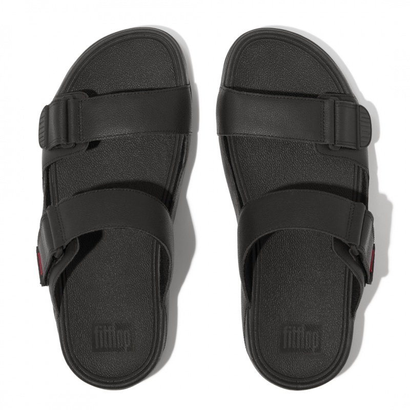 Men's Fitflop Gogh Moc Slides Black | IN-ZPBHY1849