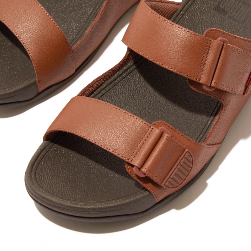 Men's Fitflop Gogh Moc Slides Dark Brown | IN-IHVTC0419