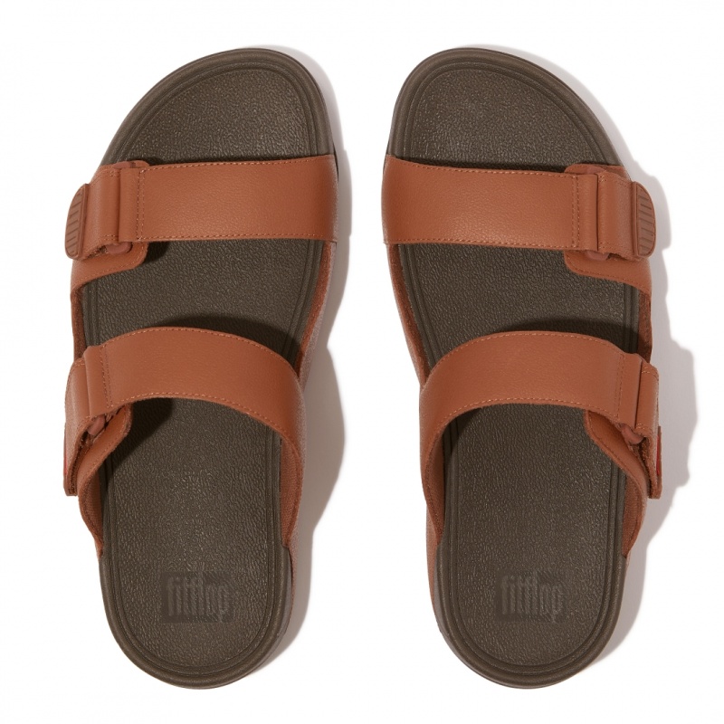 Men's Fitflop Gogh Moc Slides Dark Brown | IN-IHVTC0419