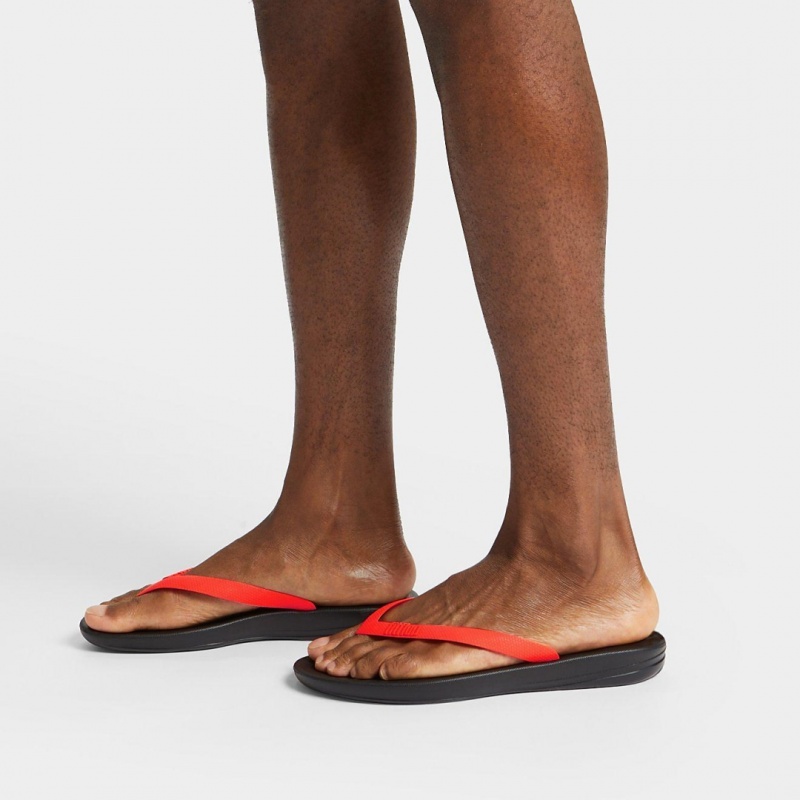 Men's Fitflop Iqushion Rubber Flip Flops Orange | IN-TLNVG3064