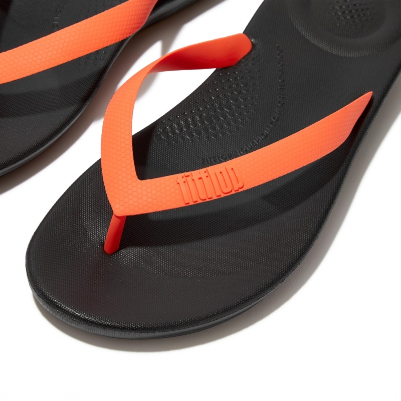 Men's Fitflop Iqushion Rubber Flip Flops Orange | IN-TLNVG3064