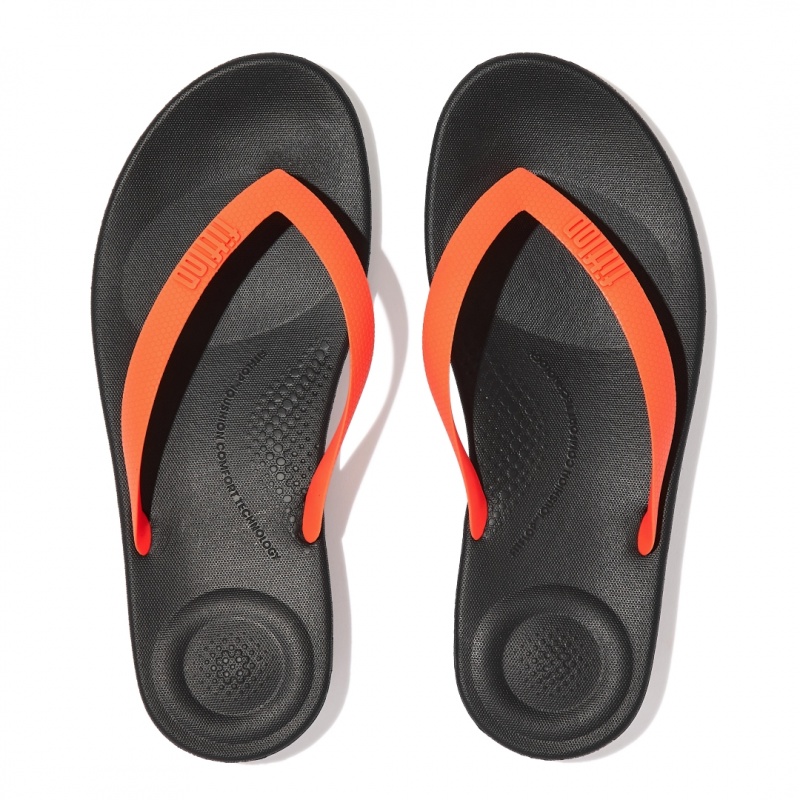 Men's Fitflop Iqushion Rubber Flip Flops Orange | IN-TLNVG3064