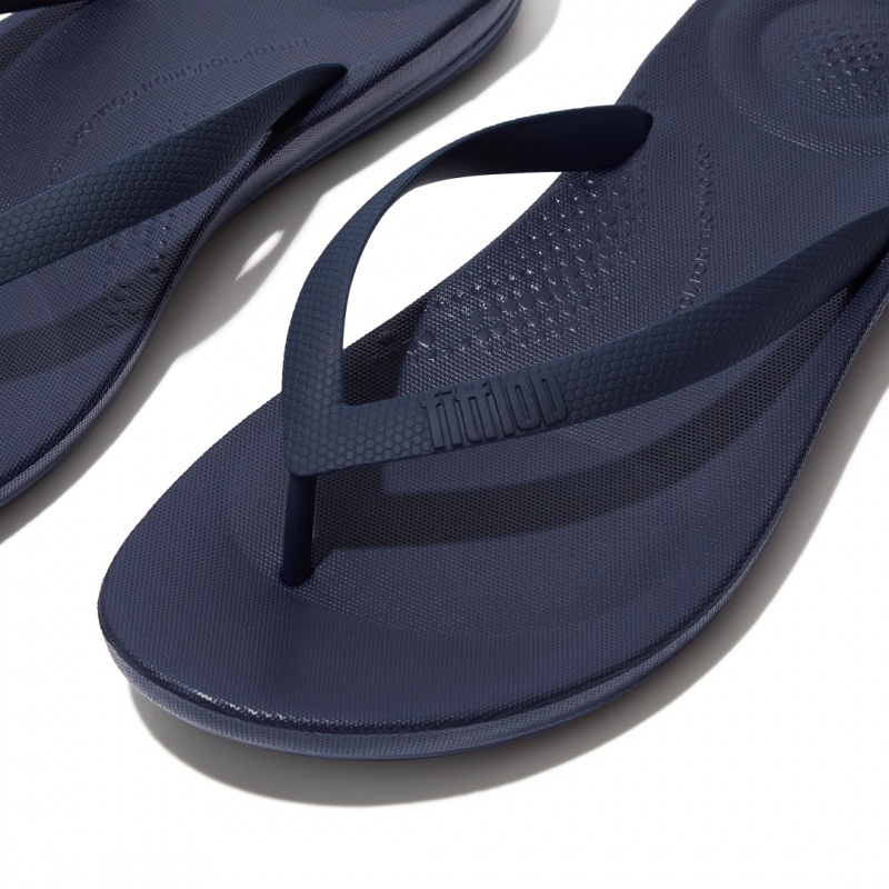 Men's Fitflop Iqushion Rubber Flip Flops Navy | IN-TSCNQ9410