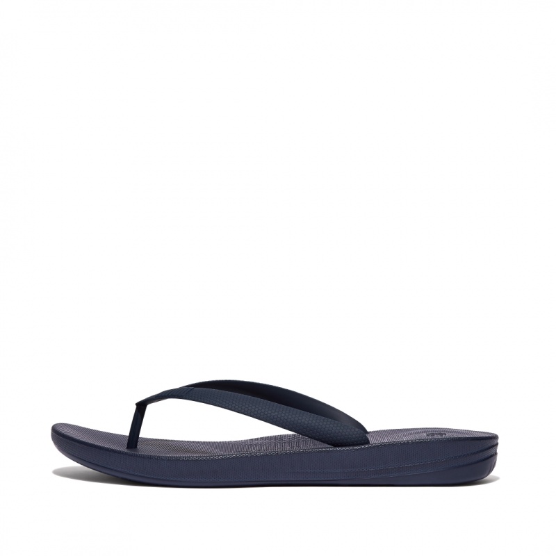 Men\'s Fitflop Iqushion Rubber Flip Flops Navy | IN-TSCNQ9410