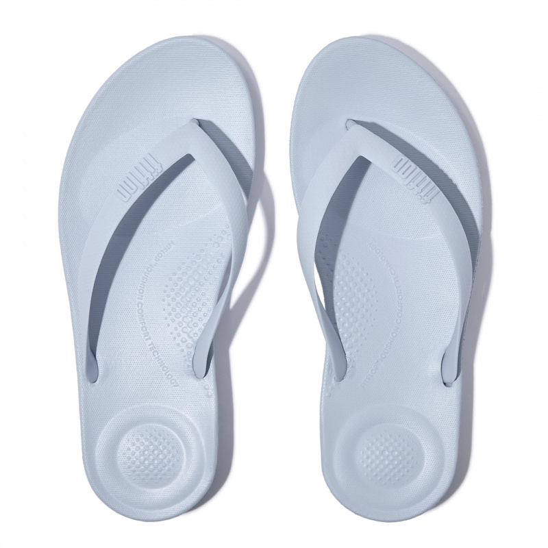 Men's Fitflop Iqushion Rubber Flip Flops Blue | IN-TDIJS4756