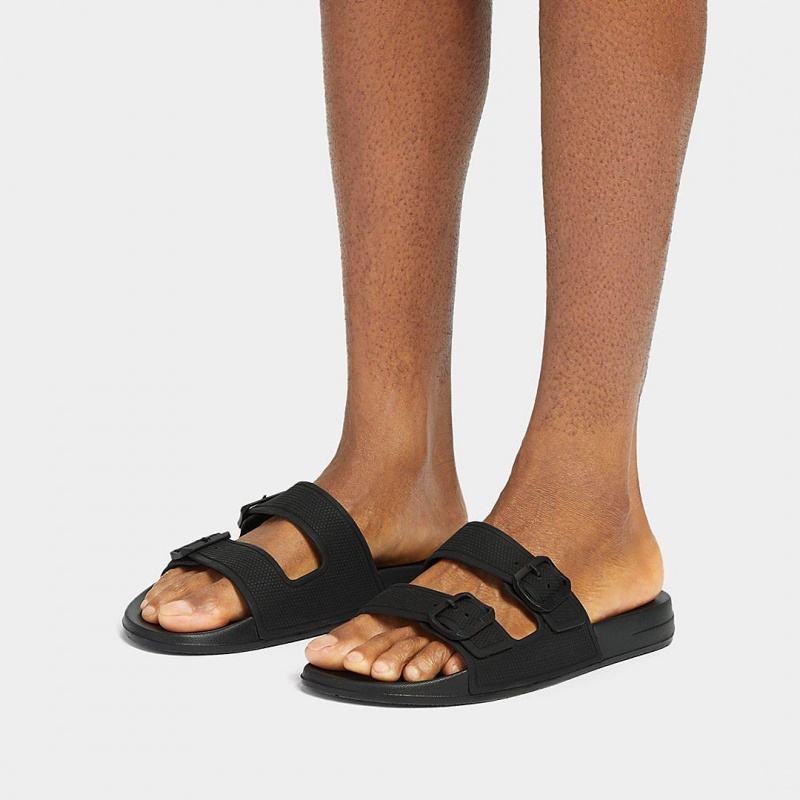 Men's Fitflop Iqushion Rubber Flip Flops Black | IN-GBZMK0215