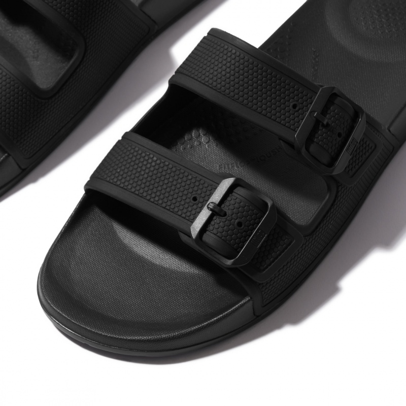 Men's Fitflop Iqushion Rubber Flip Flops Black | IN-GBZMK0215