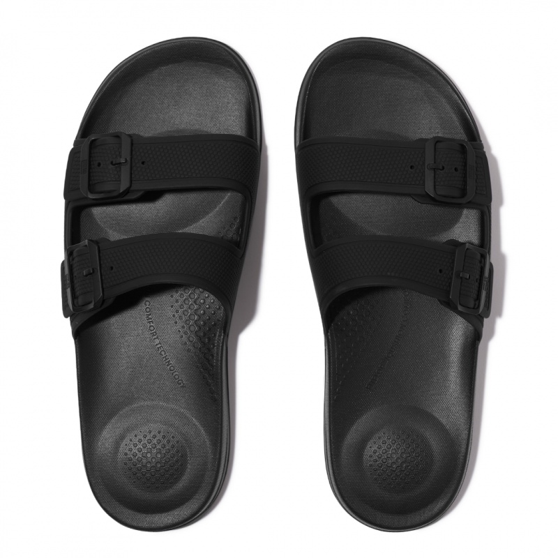 Men's Fitflop Iqushion Rubber Flip Flops Black | IN-GBZMK0215