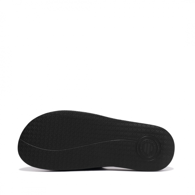 Men's Fitflop Iqushion Rubber Flip Flops Black | IN-GBZMK0215