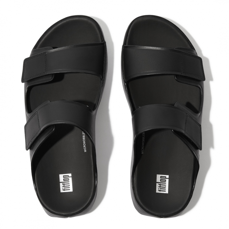 Men's Fitflop Samel Adjustable Slides Black | IN-CNMFD0218