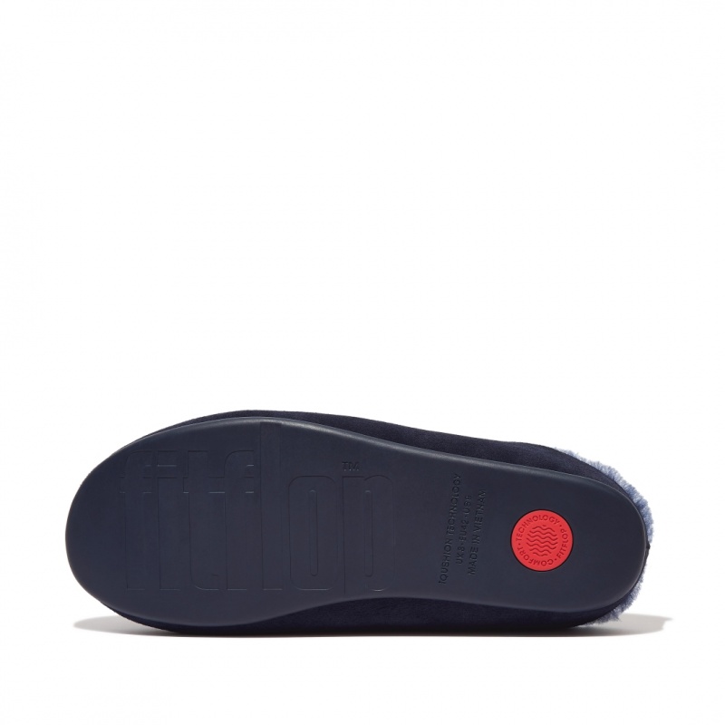 Men's Fitflop Shove Slippers Blue | IN-XGKPE6359