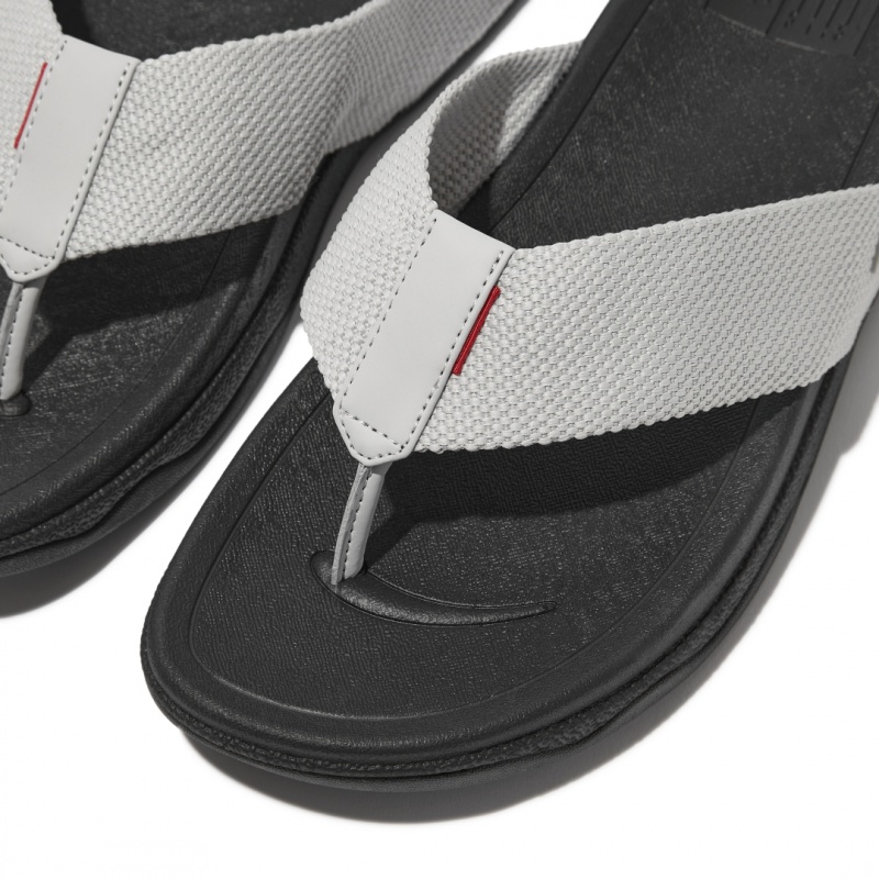 Men's Fitflop Surfer Polyester Toe-Post Sandals Grey | IN-NURZE9860