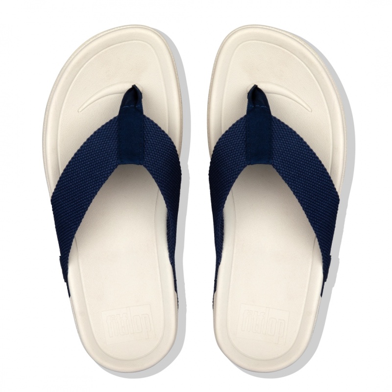 Men's Fitflop Surfer Polyester Toe-Post Sandals Blue | IN-OAQCY4059