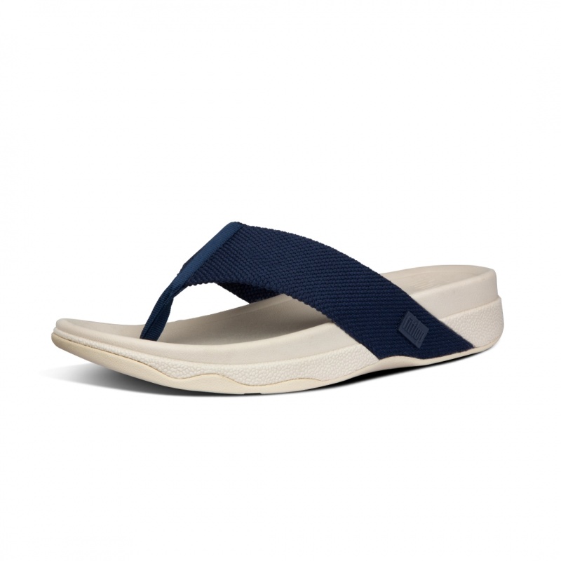 Men's Fitflop Surfer Polyester Toe-Post Sandals Blue | IN-OAQCY4059