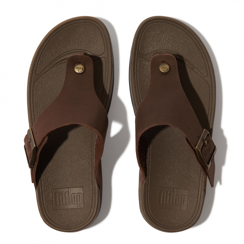 Men's Fitflop Trakk Ii Nubuck Toe Thongs Brown | IN-IGMVO7148