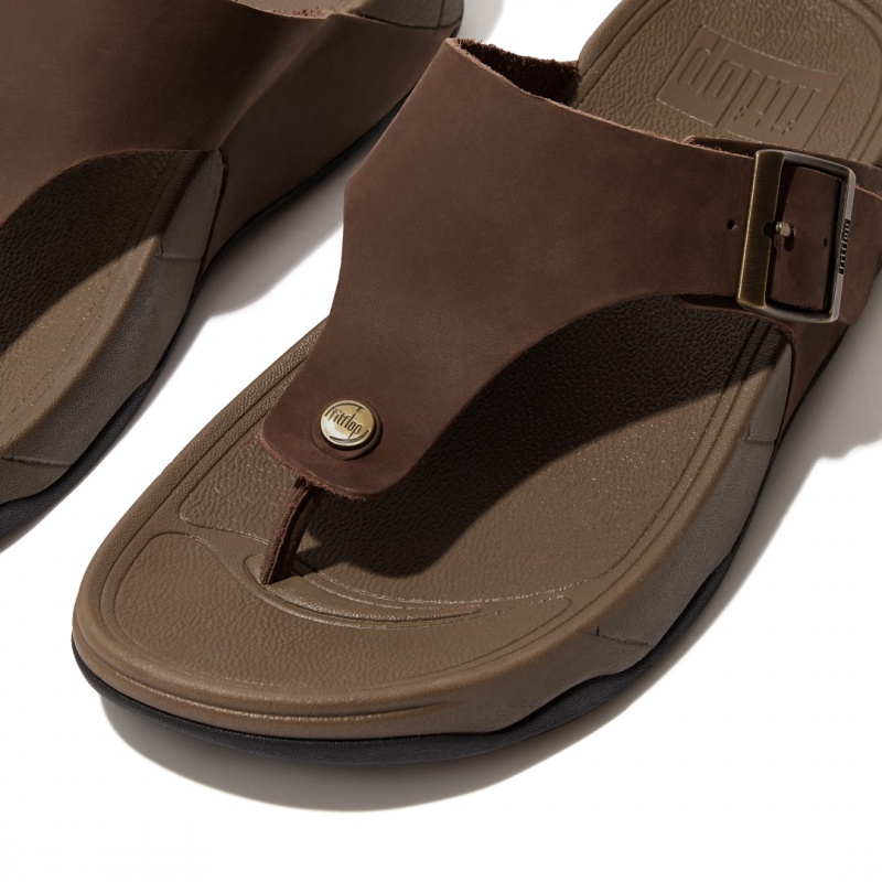 Men's Fitflop Trakk Ii Nubuck Toe Thongs Brown | IN-IGMVO7148