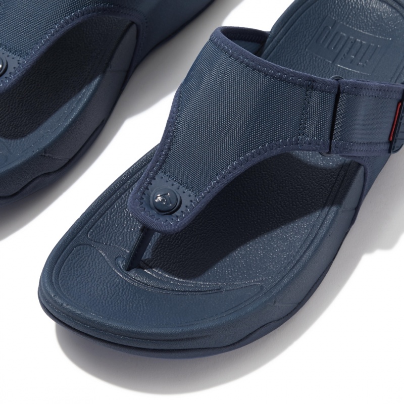 Men's Fitflop Trakk Ii Polyester Faux Toe Thongs Blue | IN-RCNLD7216