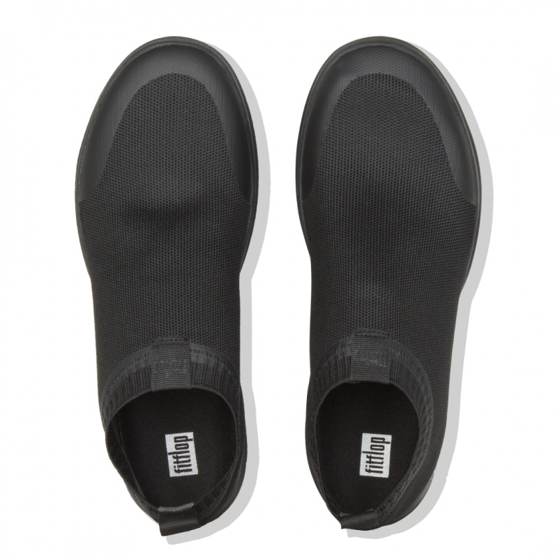 Men's Fitflop Uberknit Nylon Mix Knit Tpu Rubber Sneakers Black | IN-CJMBW1345