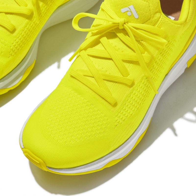 Men's Fitflop Vitamin-Ffx Polyester Knit Lycra Tpu Sneakers Yellow | IN-PNZTX3470