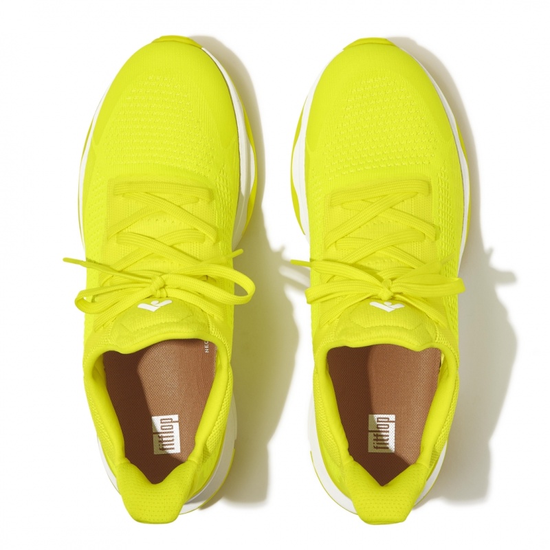 Men's Fitflop Vitamin-Ffx Polyester Knit Lycra Tpu Sneakers Yellow | IN-PNZTX3470