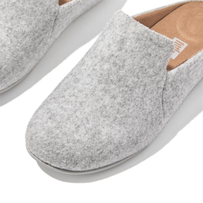 Women's Fitflop Chrissie Felt Polyester Slippers White | IN-TIZMW4039