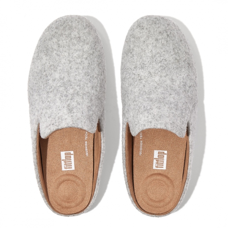 Women's Fitflop Chrissie Felt Polyester Slippers White | IN-TIZMW4039