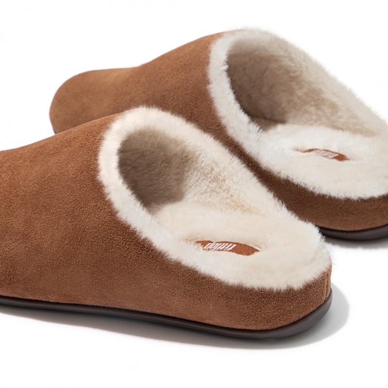 Women's Fitflop Chrissie Shearling Slippers Brown | IN-EPFYD0921